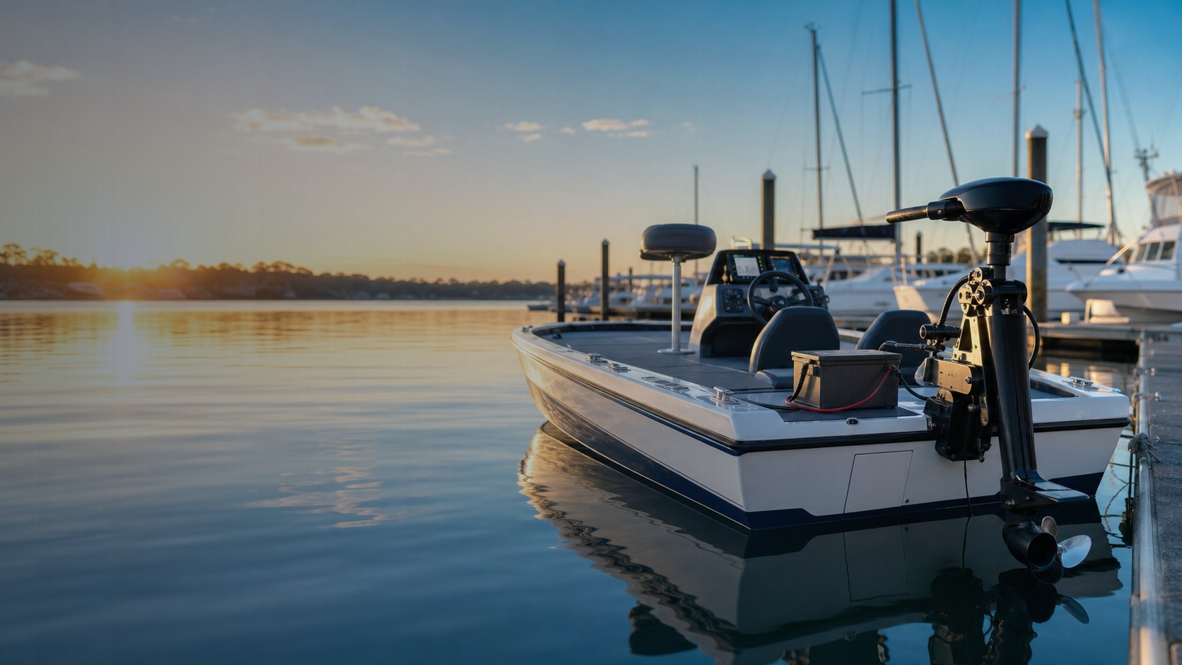 Marine starting and trolling motor battery scene