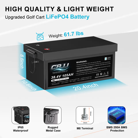 CBJJ ZW27 38.4V 105Ah LiFePO4 golf cart battery